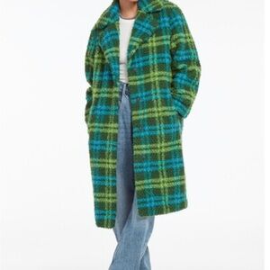 Apparis Green Plaid Tikka Shearling Coat